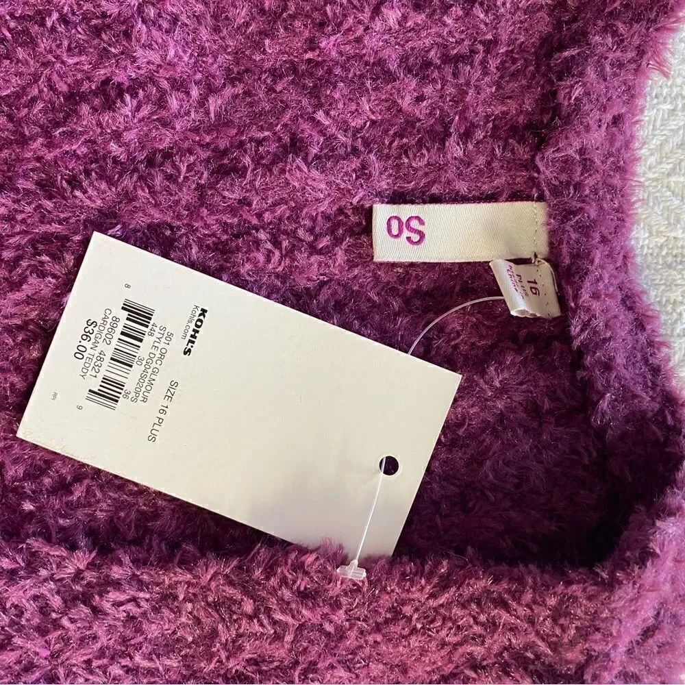 SO Girl’s Plus Size Mauve Open Front Cardigan - Picture 4 of 8